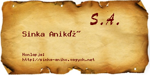 Sinka Anikó névjegykártya